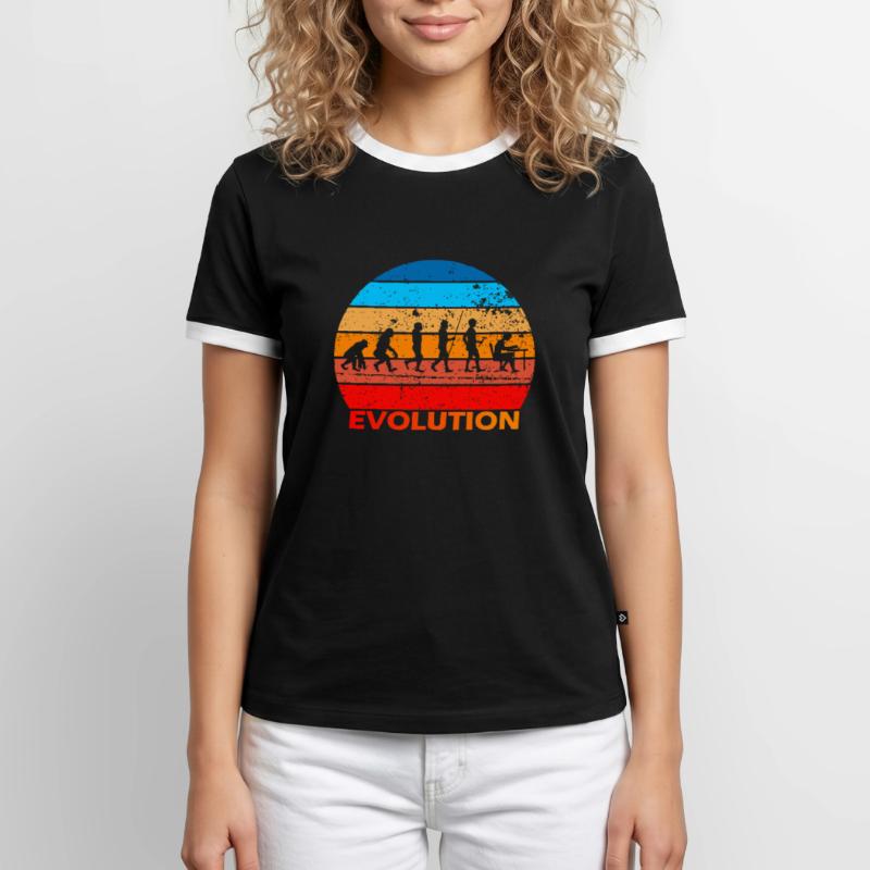 Evolution von IT EDV Informatik Computer Nerds Männer Kontrast-T-Shirt