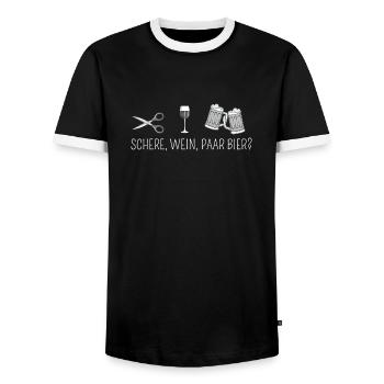 Schere, Wein, paar Bier - Party Saufen Team - Männer Kontrast-T-Shirt - Schwarz/Weiß - Vorne - AI Model Female 172 light (172cm) & AI Model Male 178 light (178cm)
