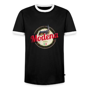 Modena Emilia-Romagna Balsamic Design Italy - Men's Ringer Shirt - black/white - Front - AI Model Female 172 light (172cm) & AI Model Male 178 light (178cm)