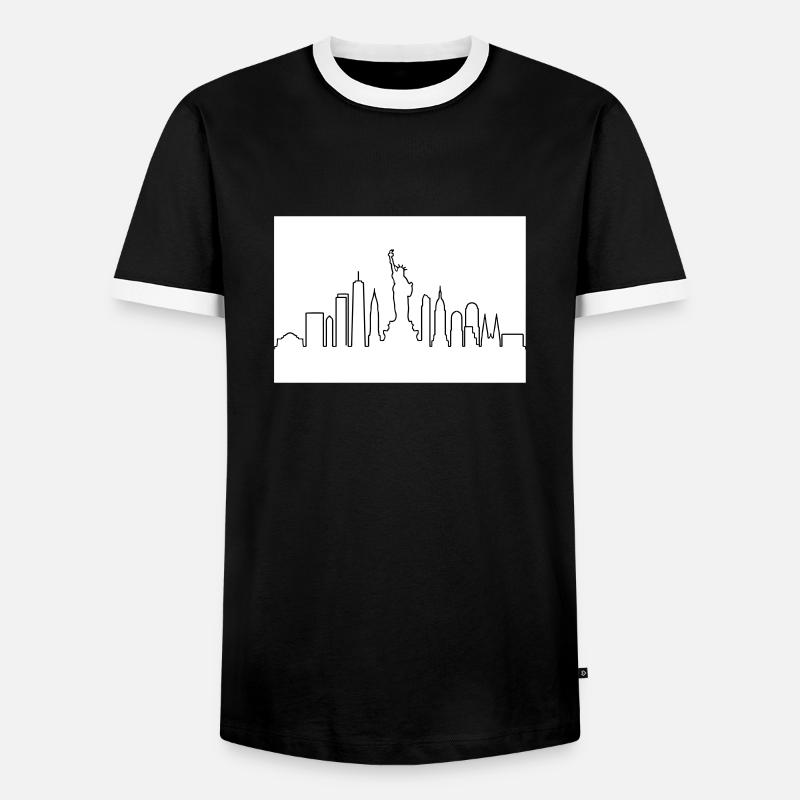 NY skyline - Men's Ringer Shirt - black/white