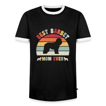 Meilleure maman Barbet jamais amateurs de chiens vintage rétro - T-shirt contrasté Homme - noir/blanc - Devant - AI Model Female 172 light (172cm) & AI Model Male 178 light (178cm)
