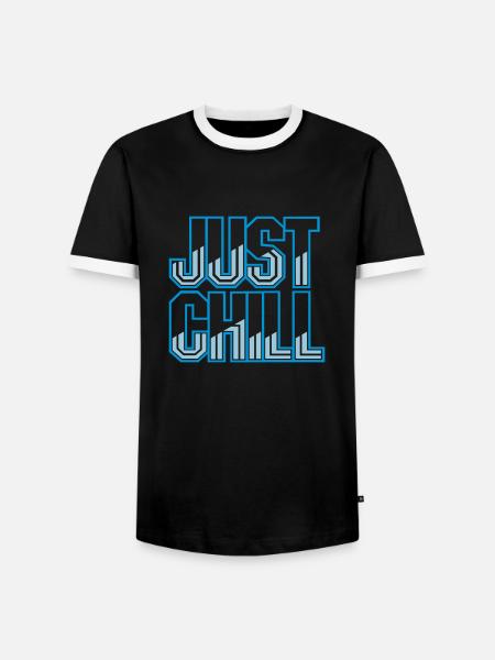 Just Chill Text Logo - Men's Ringer Shirt - black/white
