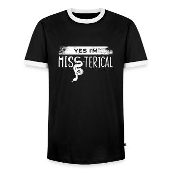 Banana Ball Python Herpetologist Yes Im - Men's Ringer Shirt - black/white - Front - AI Model Female 172 light (172cm) & AI Model Male 178 light (178cm)
