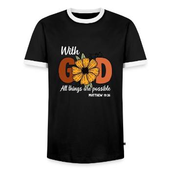 Église Religion Catholique Catholique Jésus-Christ - T-shirt contrasté Homme - noir/blanc - Devant - AI Model Female 172 light (172cm) & AI Model Male 178 light (178cm)