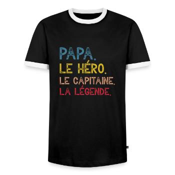 Papa le capitaine la légender cadeau rétro - T-shirt contrasté Homme - noir/blanc - Devant - AI Model Female 172 light (172cm) & AI Model Male 178 light (178cm)