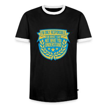 ce que je dis citation - T-shirt contrasté Homme - noir/blanc - Devant - AI Model Female 172 light (172cm) & AI Model Male 178 light (178cm)