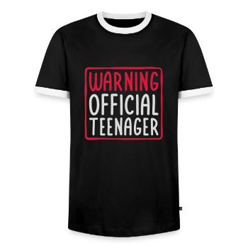 avertissement citation officielle d’adolescent - T-shirt contrasté Homme - noir/blanc - Devant - AI Model Female 172 light (172cm) & AI Model Male 178 light (178cm)