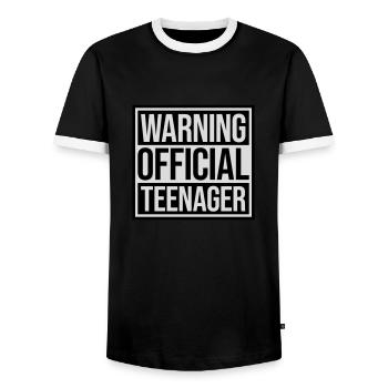 avertissement citation officielle d’adolescent - T-shirt contrasté Homme - noir/blanc - Devant - AI Model Female 172 light (172cm) & AI Model Male 178 light (178cm)