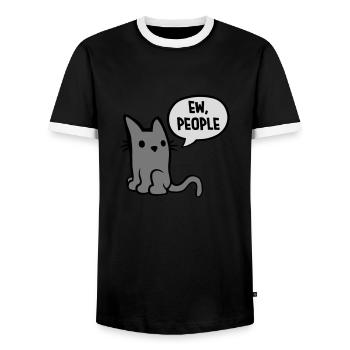 ew people cat pet - Men's Ringer Shirt - black/white - Front - AI Model Female 172 light (172cm) & AI Model Male 178 light (178cm)