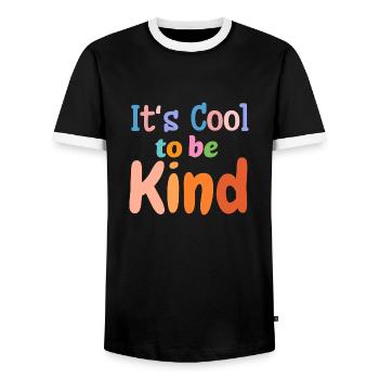 It's cool to be kind - Men's Ringer Shirt - black/white - Front - AI Model Female 172 light (172cm) & AI Model Male 178 light (178cm)