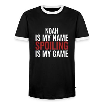 Noah ist mein Name Verderben ist mein Spiel - Männer Kontrast-T-Shirt - Schwarz/Weiß - Vorne - AI Model Female 172 light (172cm) & AI Model Male 178 light (178cm)