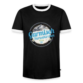 Garmisch Partenkirchen Bayern Alpen Deutschland - Männer Kontrast-T-Shirt - Schwarz/Weiß - Vorne - AI Model Female 172 light (172cm) & AI Model Male 178 light (178cm)