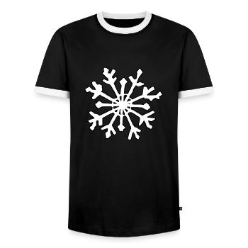 Snowflake Snow Winter Christmas Cold 13 - Men's Ringer Shirt - black/white - Front - AI Model Female 172 light (172cm) & AI Model Male 178 light (178cm)