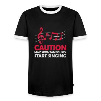 may spontaneously start singing - Männer Kontrast-T-Shirt - Schwarz/Weiß - Vorne - AI Model Female 172 light (172cm) & AI Model Male 178 light (178cm)