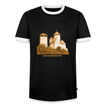 Normannstein Castle Treffurt Thuringia Werra - Men's Ringer Shirt - black/white - Front - AI Model Female 172 light (172cm) & AI Model Male 178 light (178cm)
