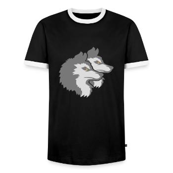 Team Logo Wolf Pack - Men's Ringer Shirt - black/white - Front - AI Model Female 172 light (172cm) & AI Model Male 178 light (178cm)