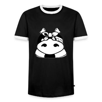 Sloth Christmas Cute Sloth Vector 3 - Men's Ringer Shirt - black/white - Front - AI Model Female 172 light (172cm) & AI Model Male 178 light (178cm)