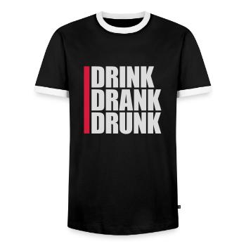 drink drank drunk Zitat - Männer Kontrast-T-Shirt - Schwarz/Weiß - Vorne - AI Model Female 172 light (172cm) & AI Model Male 178 light (178cm)