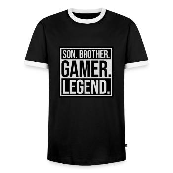 son brother gamer legend - Männer Kontrast-T-Shirt - Schwarz/Weiß - Vorne - AI Model Female 172 light (172cm) & AI Model Male 178 light (178cm)
