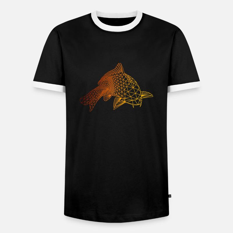 Carp Passion Polygondesign - Männer Kontrast-T-Shirt - Schwarz/Weiß