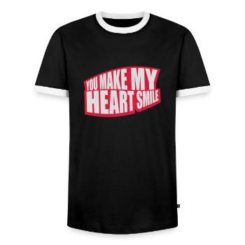 make my heart smile - Männer Kontrast-T-Shirt - Schwarz/Weiß - Vorne - AI Model Female 172 light (172cm) & AI Model Male 178 light (178cm)