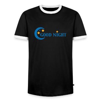 Good Night - Men's Ringer Shirt - black/white - Front - AI Model Female 172 light (172cm) & AI Model Male 178 light (178cm)