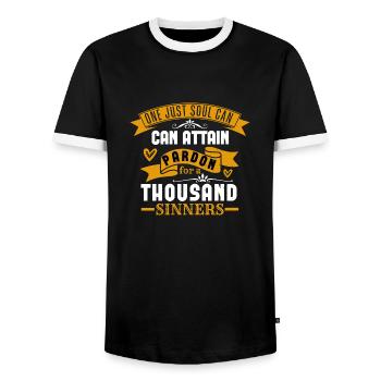 UNE ÂME JUSTE PEUT OBTENIR LE PARDON - T-shirt contrasté Homme - noir/blanc - Devant - AI Model Female 172 light (172cm) & AI Model Male 178 light (178cm)