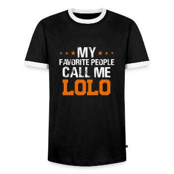Grand-père Mes gens préférés M’appellent Lolo - T-shirt contrasté Homme - noir/blanc - Devant - AI Model Female 172 light (172cm) & AI Model Male 178 light (178cm)