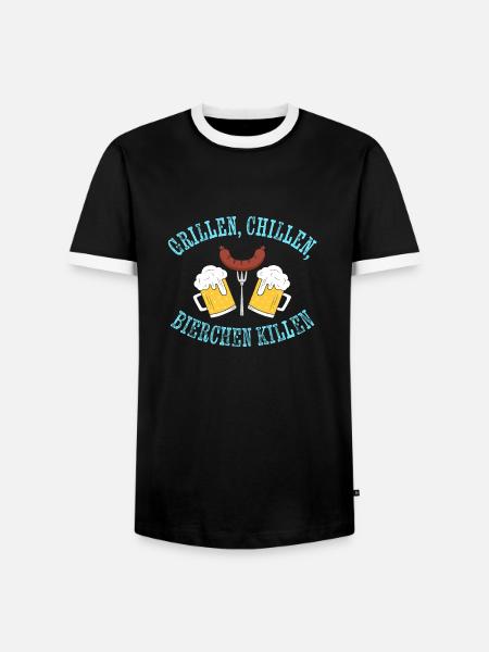 Grillen, Chillen, Bierchen killen - Männer Kontrast-T-Shirt - Schwarz/Weiß