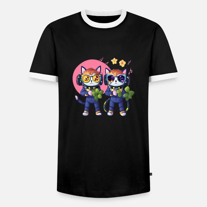 Cat - Men's Ringer Shirt - black/white