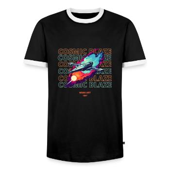 Kosmische Flamme - Männer Kontrast-T-Shirt - Schwarz/Weiß - Vorne - AI Model Female 172 light (172cm) & AI Model Male 178 light (178cm)