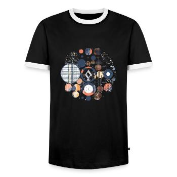 Vintage geometric pattern - Men's Ringer Shirt - black/white - Front - AI Model Female 172 light (172cm) & AI Model Male 178 light (178cm)