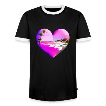 Sommerurlaub Strand Sonne Palme Insel Palmen - Männer Kontrast-T-Shirt - Schwarz/Weiß - Vorne - AI Model Female 172 light (172cm) & AI Model Male 178 light (178cm)