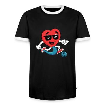 Heart Goalkeeper Valentines Day Defender Field Hoc - T-shirt contrasté Homme - noir/blanc - Devant - AI Model Female 172 light (172cm) & AI Model Male 178 light (178cm)