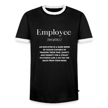 Angestellter Definition Englisch - Männer Kontrast-T-Shirt - Schwarz/Weiß - Vorne - AI Model Female 172 light (172cm) & AI Model Male 178 light (178cm)