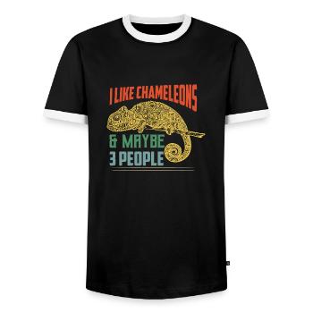 I Like Chameleons & Maybe 3 People Lizard Lover Re - Männer Kontrast-T-Shirt - Schwarz/Weiß - Vorne - AI Model Female 172 light (172cm) & AI Model Male 178 light (178cm)