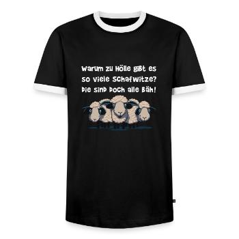 Schaf I Schafe I Witz I Witze I coole Sprüche - Männer Kontrast-T-Shirt - Schwarz/Weiß - Vorne - AI Model Female 172 light (172cm) & AI Model Male 178 light (178cm)