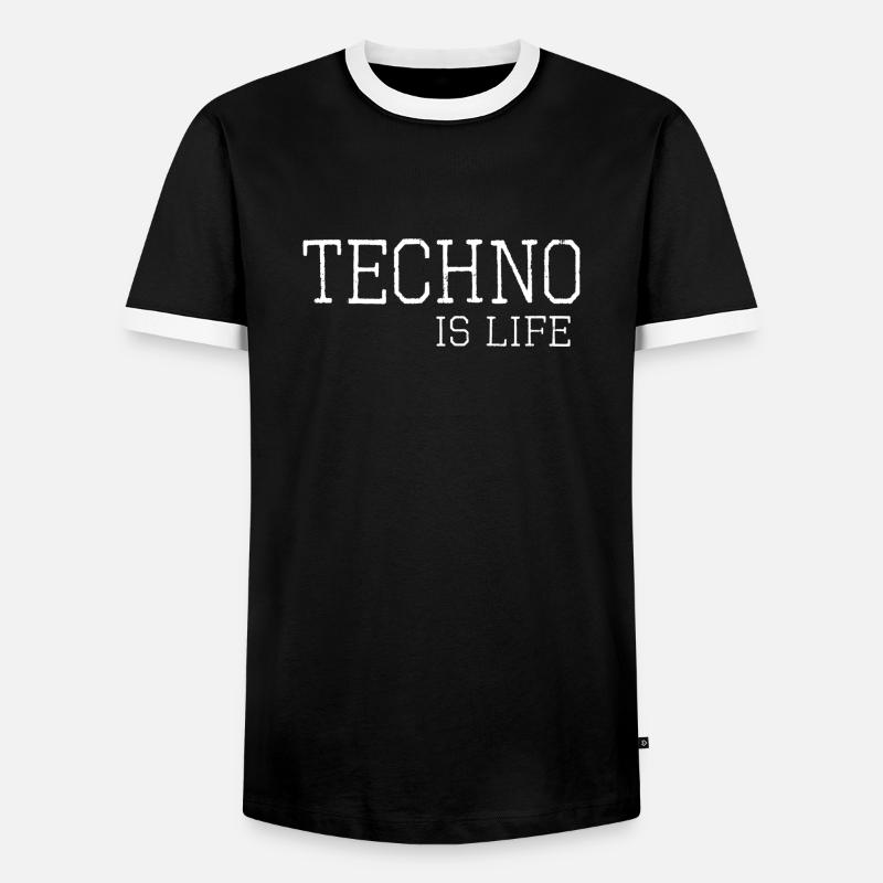 Techno ist Leben - Männer Kontrast-T-Shirt - Schwarz/Weiß