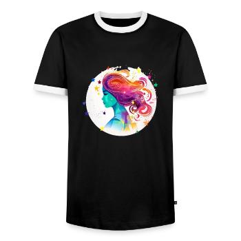 Amo Verseau - T-shirt contrasté Homme - noir/blanc - Devant - AI Model Female 172 light (172cm) & AI Model Male 178 light (178cm)