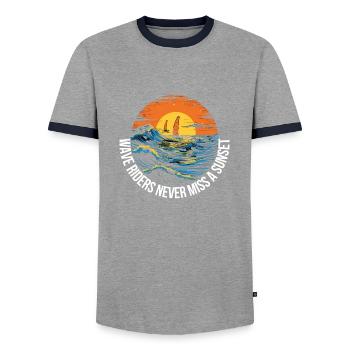 Freestyle Windsurfing - Men's Ringer Shirt - grey/navy  - Front - AI Model Female 172 light (172cm) & AI Model Male 178 light (178cm)