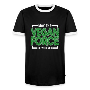 Que la force végane soit avec vous ! - T-shirt contrasté Homme - noir/blanc - Devant - AI Model Female 172 light (172cm) & AI Model Male 178 light (178cm)