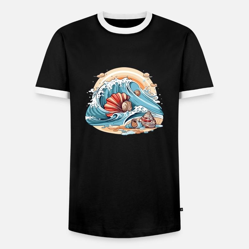 Shells in the waves - Men's Ringer Shirt - black/white