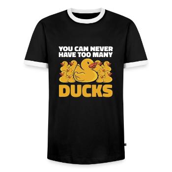Duckie Duckling You Can Never Have Too Many Rubber - Männer Kontrast-T-Shirt - Schwarz/Weiß - Vorne - AI Model Female 172 light (172cm) & AI Model Male 178 light (178cm)