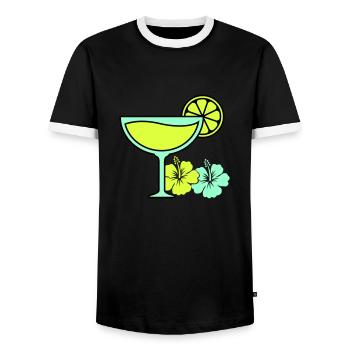 Cocktail Hibiscus - T-shirt contrasté Homme - noir/blanc - Devant - AI Model Female 172 light (172cm) & AI Model Male 178 light (178cm)