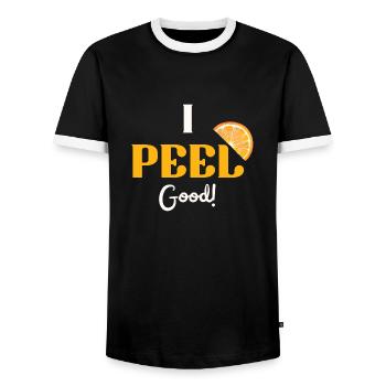 I peel good orange - Men's Ringer Shirt - black/white - Front - AI Model Female 172 light (172cm) & AI Model Male 178 light (178cm)