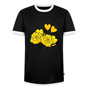 roses - Männer Kontrast-T-Shirt - Schwarz/Weiß - Vorne - AI Model Female 172 light (172cm) & AI Model Male 178 light (178cm)