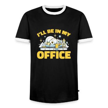 Aide domestique, femme de ménage, femme de ménage - T-shirt contrasté Homme - noir/blanc - Devant - AI Model Female 172 light (172cm) & AI Model Male 178 light (178cm)