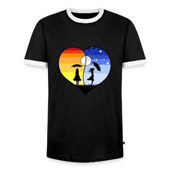 COEUR YING YANG - T-shirt contrasté Homme - noir/blanc - Devant - AI Model Female 172 light (172cm) & AI Model Male 178 light (178cm)