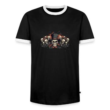 Skeletons - Men's Ringer Shirt - black/white - Front - AI Model Female 172 light (172cm) & AI Model Male 178 light (178cm)