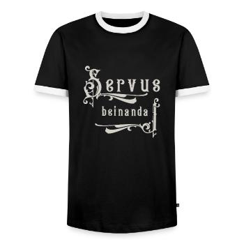 Servus beinanda - Männer Kontrast-T-Shirt - Schwarz/Weiß - Vorne - AI Model Female 172 light (172cm) & AI Model Male 178 light (178cm)